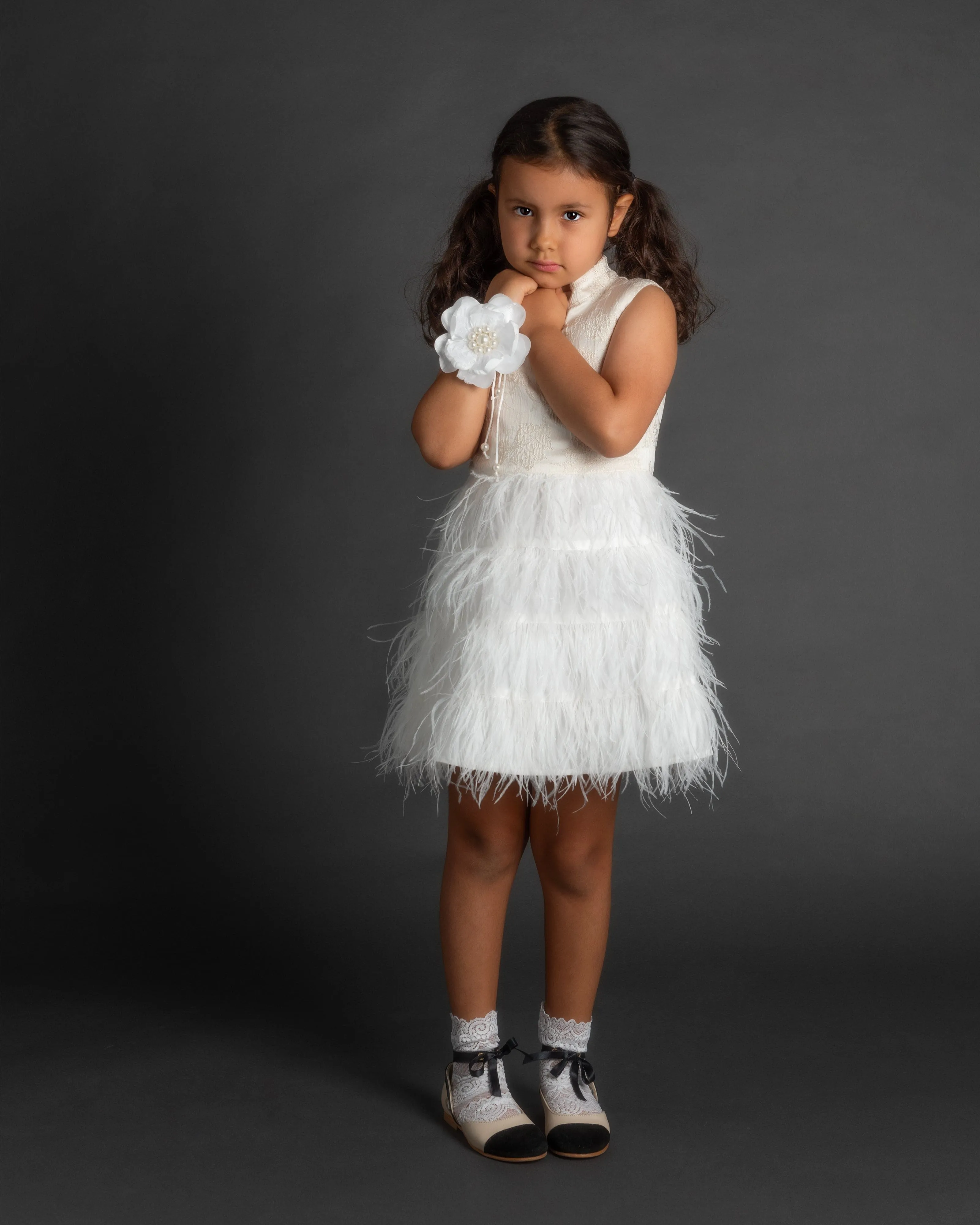 White Pearl Ceremony Flower Tie With Pearl Tassels