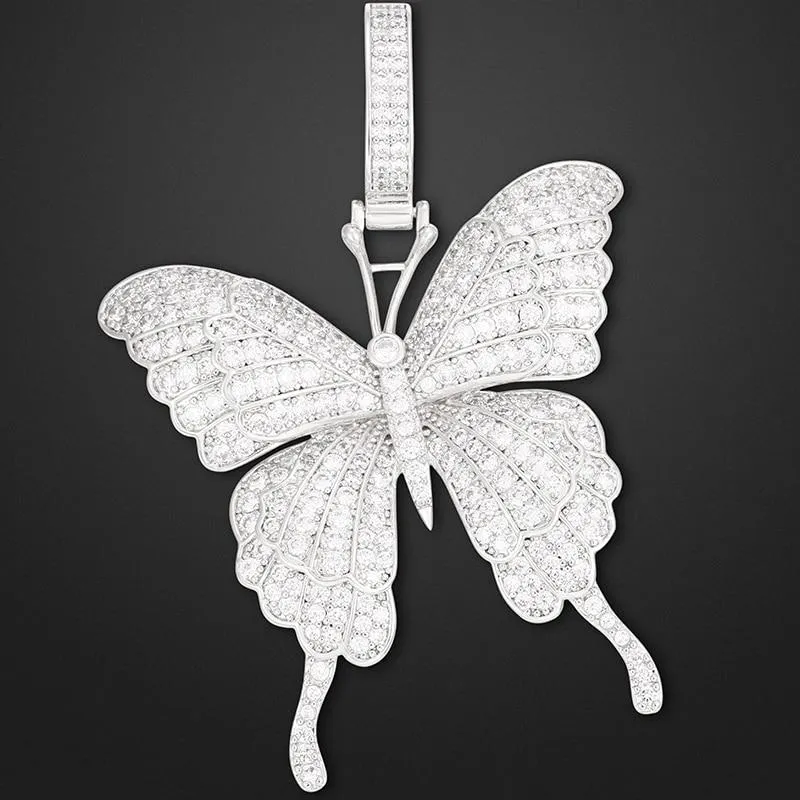 Women Butterfly Pendant Necklace Iced Out Link Chain Choker Necklace Bling Hip Hop Pendant Jewelry New Year Party Gifts